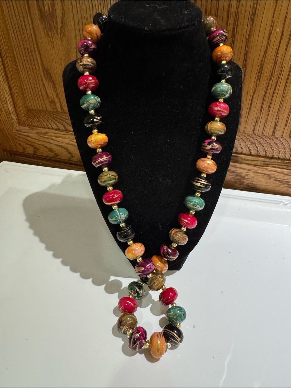 Vintage Multicolor Acrylic and Resin Beaded Necklace - Women Jewelry
